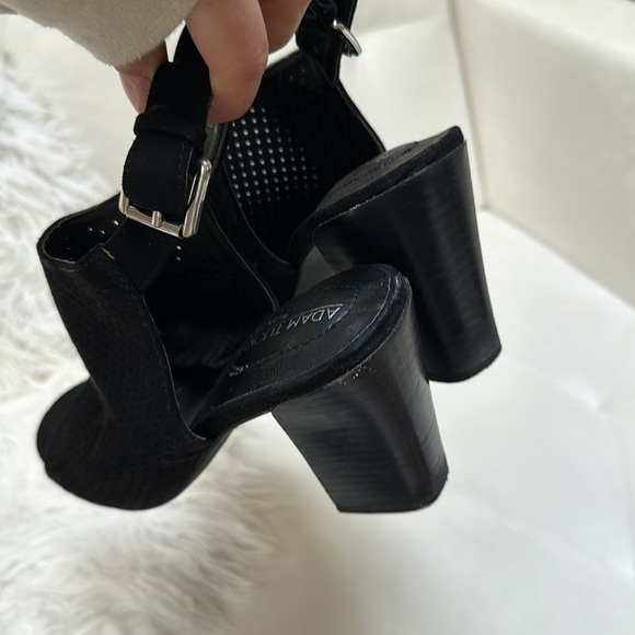 Black chunky open toe heel Adam Tucker mules size 7 - Picture 3 of 6